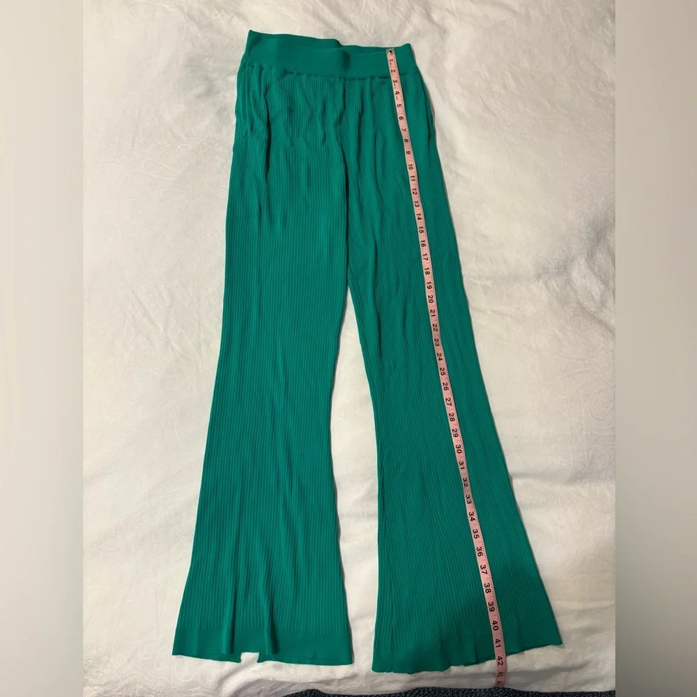 Teal Ribbed Pants - Picture 1 of 5